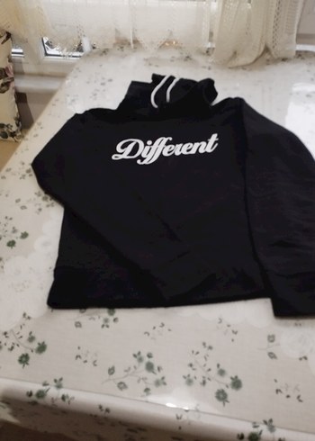 Siyah Kapüşonlu Baskılı Kadın Sweatshirt - Görsel 5