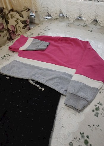 Gri-Pembe crops Sweatshirt - Görsel 4