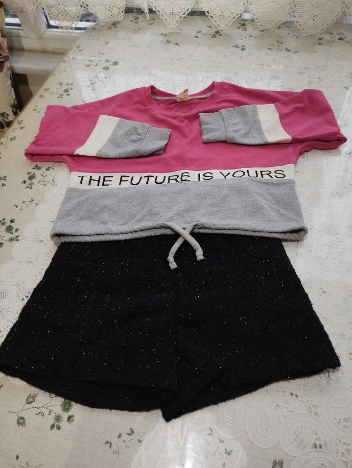 Gri-Pembe crops Sweatshirt - Görsel 3