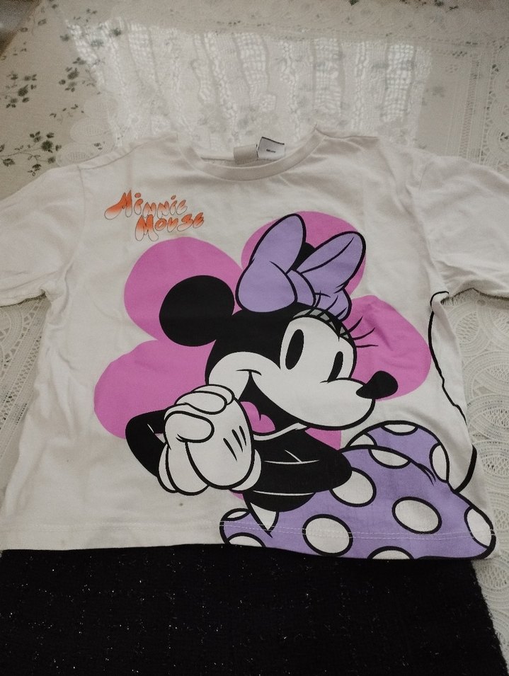Kız  Minnie Mouse Baskılı tişört - Görsel 4