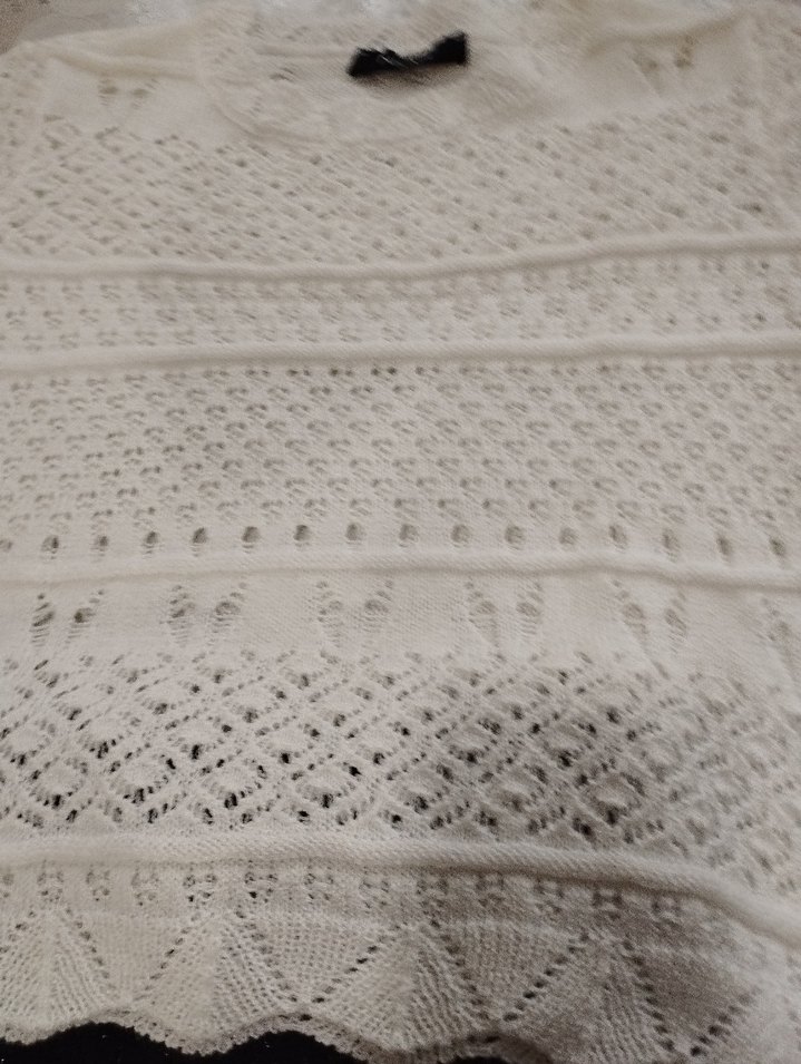 Beyaz Nakışlı Bohem Kısa Örgü Kazak - Görsel 3