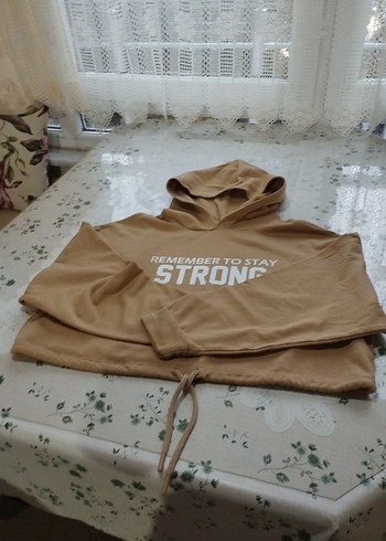 Kapüşonlu, crops Kadın Sweatshirt - Görsel 3