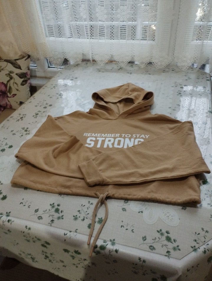 Kapüşonlu, crops Kadın Sweatshirt - Görsel 3