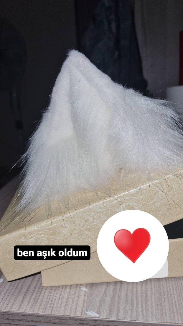 Beyaz Peluş Kedi Aksesuarı Kulaklar vs - Görsel 2