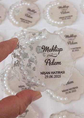 İncili Nişan Hatırası Pleksi Magnet