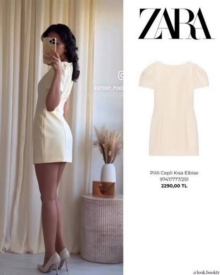 Zara Ekru Mini Elbise — görsel 2/8