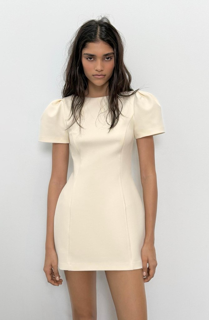 Zara Ekru Mini Elbise — görsel 6/8