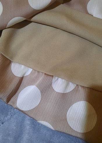 Puantiye Desenli Bej  abiye mini cepli - Görsel 7