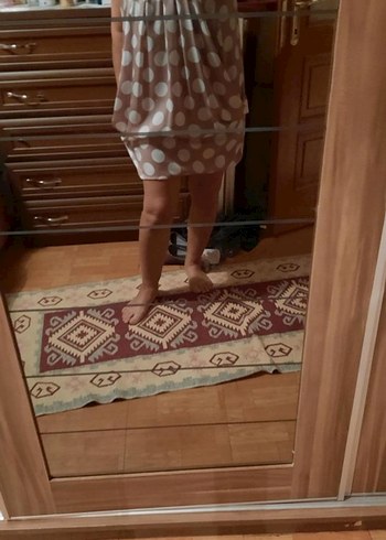 Puantiye Desenli Bej  abiye mini cepli - Görsel 2