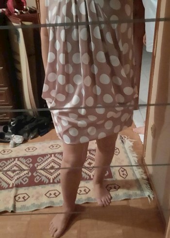 Puantiye Desenli Bej  abiye mini cepli - Görsel 4