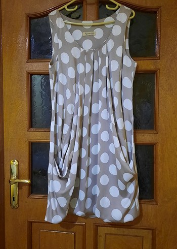 Puantiye Desenli Bej  abiye mini cepli - Görsel 3