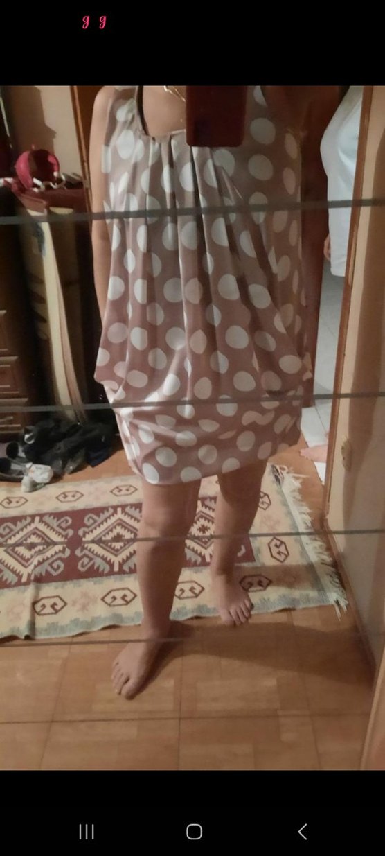 Puantiye Desenli Bej  abiye mini cepli - Görsel 4