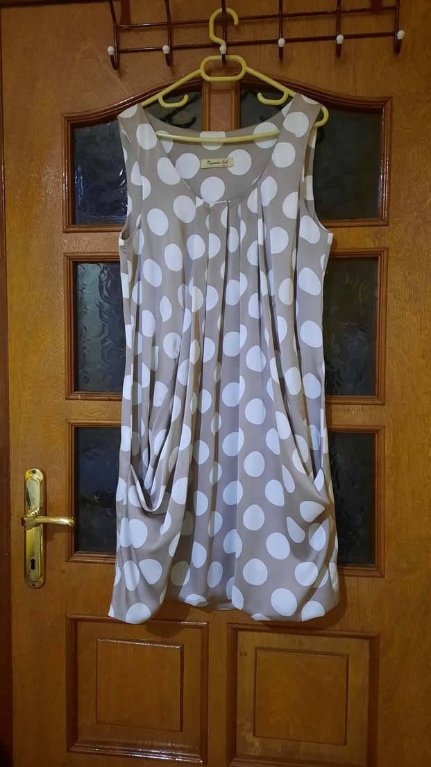 Puantiye Desenli Bej  abiye mini cepli - Görsel 3