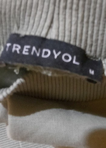 m Beden haki Renk haki renkl Kadın Sweatshirt, Bisiklet Yaka, Rahat Kesim 3 iplik