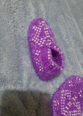 Kızlar için Mor Boncuklu Örgü  patik - Görsel 2