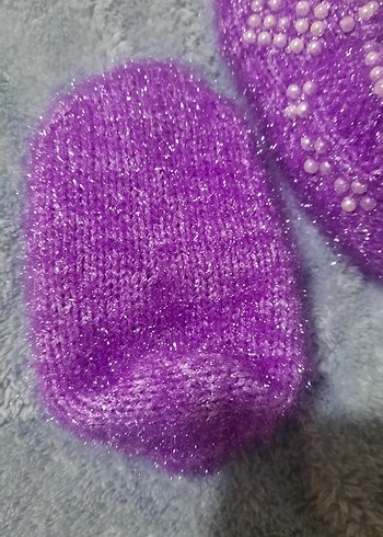 Kızlar için Mor Boncuklu Örgü  patik - Görsel 4