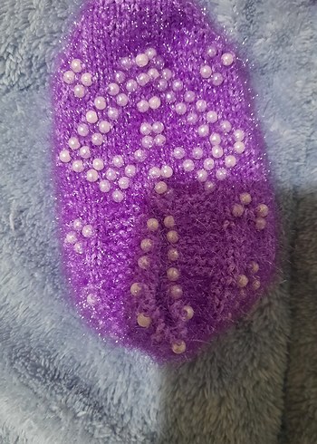 Kızlar için Mor Boncuklu Örgü  patik - Görsel 3