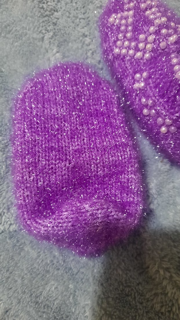 Kızlar için Mor Boncuklu Örgü  patik - Görsel 4