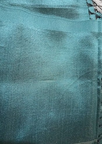 Parlak Turkuaz Kadın  ipek şal - Görsel 4