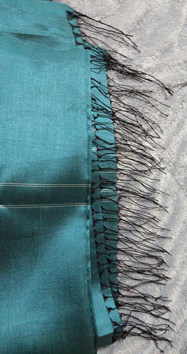 Parlak Turkuaz Kadın  ipek şal - Görsel 3