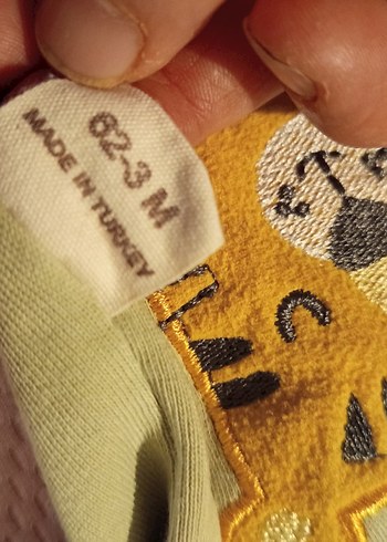 Renkli Nakışlı Düğmeli Yeşil pamuklu bebe takım - Görsel 7