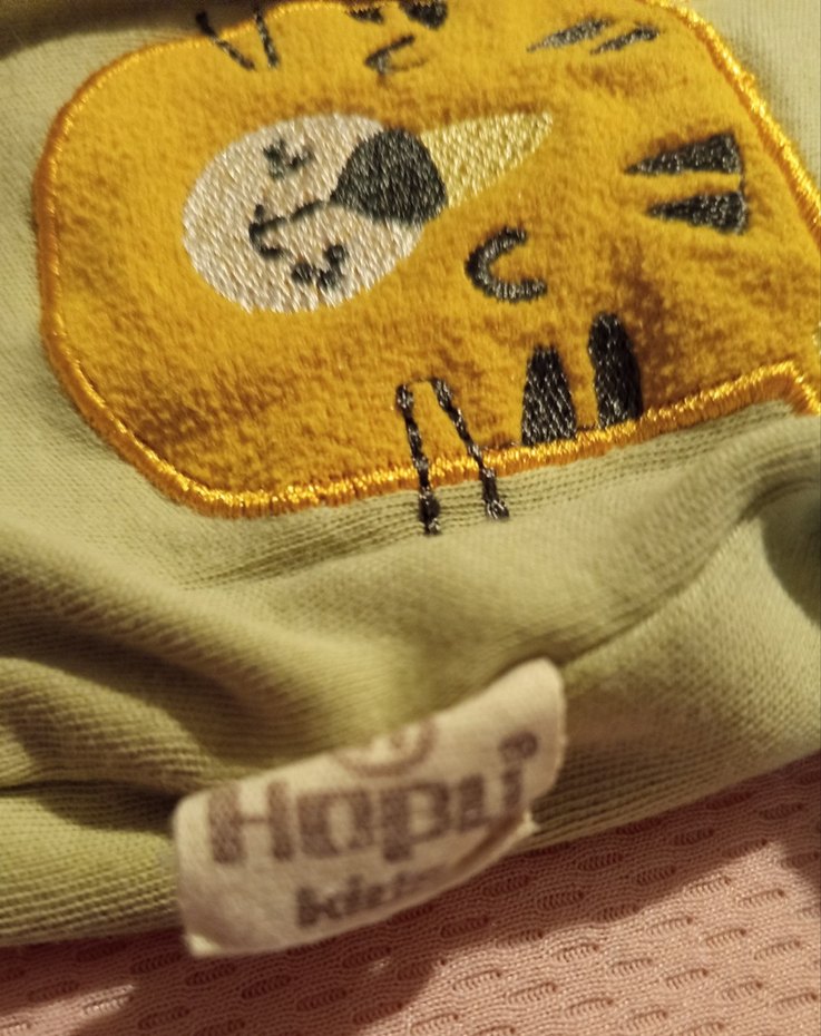 Renkli Nakışlı Düğmeli Yeşil pamuklu bebe takım - Görsel 4