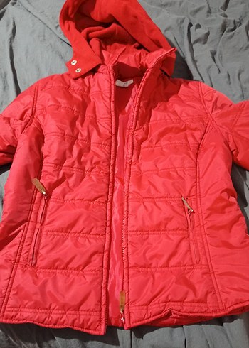 Kırmızı Kapüşonlu Fermuarlı Kadın Kışlık Mont zara marka - Görsel 17