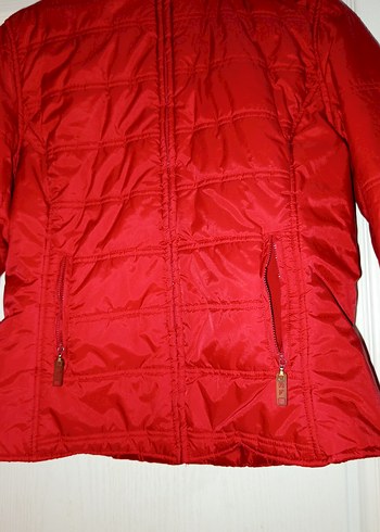 Kırmızı Kapüşonlu Fermuarlı Kadın Kışlık Mont zara marka - Görsel 12