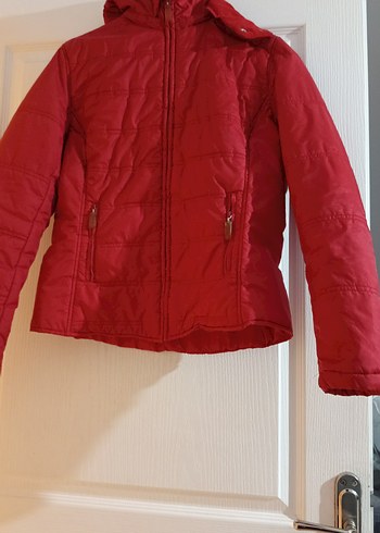 Kırmızı Kapüşonlu Fermuarlı Kadın Kışlık Mont zara marka - Görsel 11