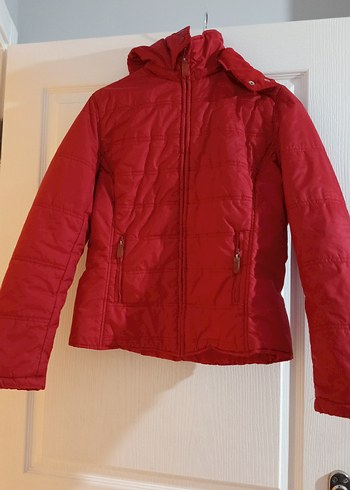 Kırmızı Kapüşonlu Fermuarlı Kadın Kışlık Mont zara marka - Görsel 10