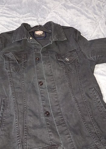 Düğmeli Siyah Kot Ceket - Görsel 11