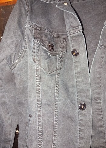 Düğmeli Siyah Kot Ceket - Görsel 4