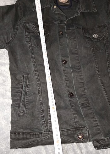 Düğmeli Siyah Kot Ceket - Görsel 9