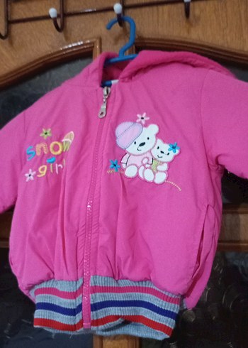 Kız Çocuk Pembe Kapüşonlu Fermuarlı mont - Görsel 2