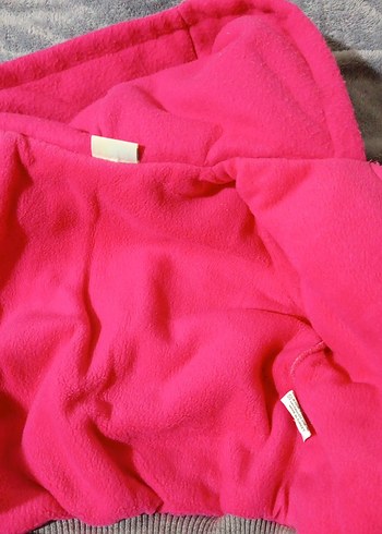 Kız Çocuk Pembe Kapüşonlu Fermuarlı mont - Görsel 4