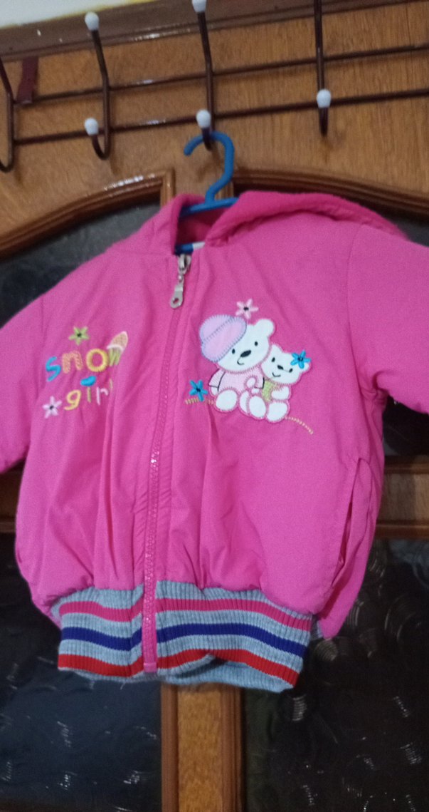 Kız Çocuk Pembe Kapüşonlu Fermuarlı mont - Görsel 2