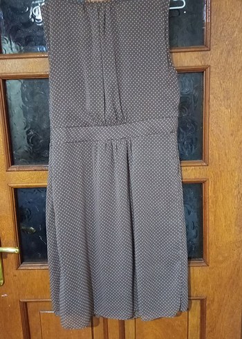 Bej Pileli Midi Elbise - Görsel 8