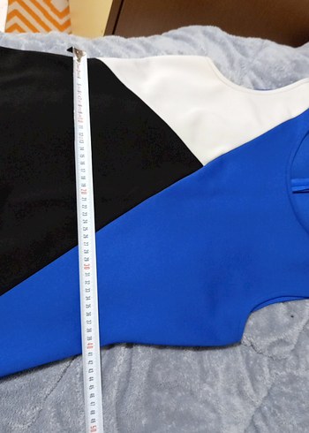 Renk Bloklu V Yaka Midi Kalem Elbise - Görsel 11