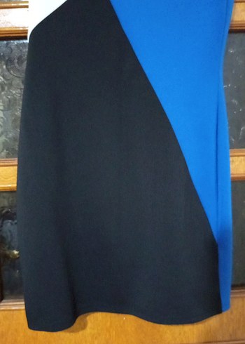 Renk Bloklu V Yaka Midi Kalem Elbise - Görsel 6