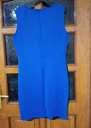 Renk Bloklu V Yaka Midi Kalem Elbise - Görsel 7