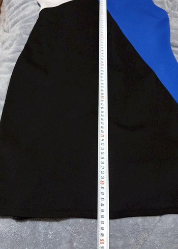 Renk Bloklu V Yaka Midi Kalem Elbise - Görsel 10