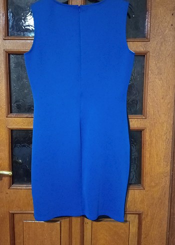 Renk Bloklu V Yaka Midi Kalem Elbise - Görsel 8