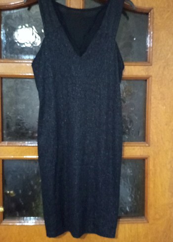 Siyah V Yaka Uzun Kadın Gece Elbisesi - Görsel 6