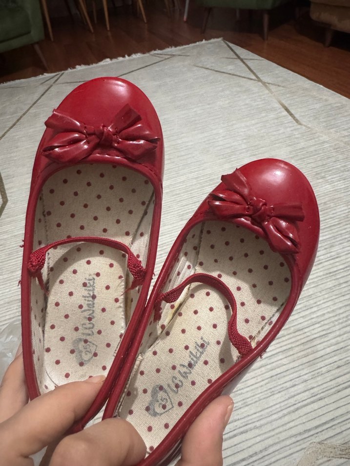 Kız Çocuk Kırmızı Fiyonklu Babet - Görsel 4