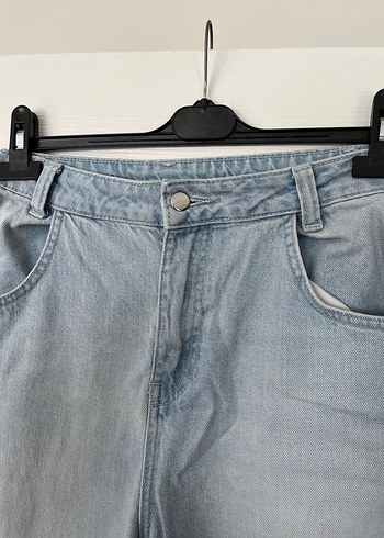 38 Beden Gri Bol Kesim Kadın Kot Pantolon
