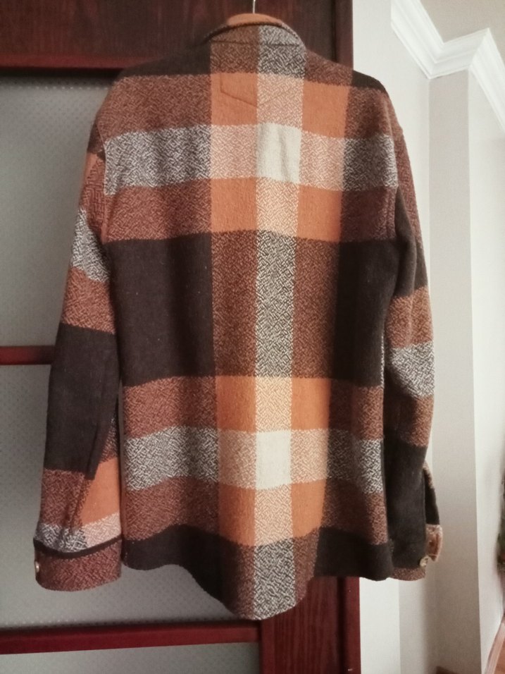 Düğmeli Kahverengi Yün kalın Gömlek - Görsel 4