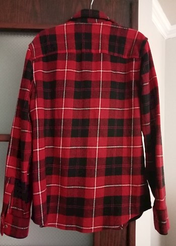 Bordo Ekose Desenli Düğmeli Erkek Gömlek - Görsel 2