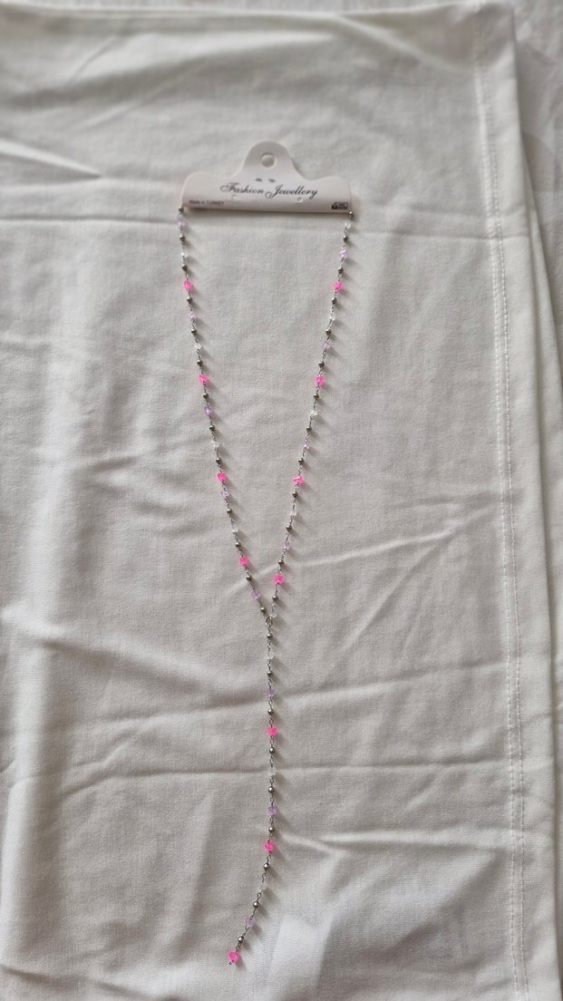 Pembe Boncuklu Uzun Bohem Kolye - Görsel 2