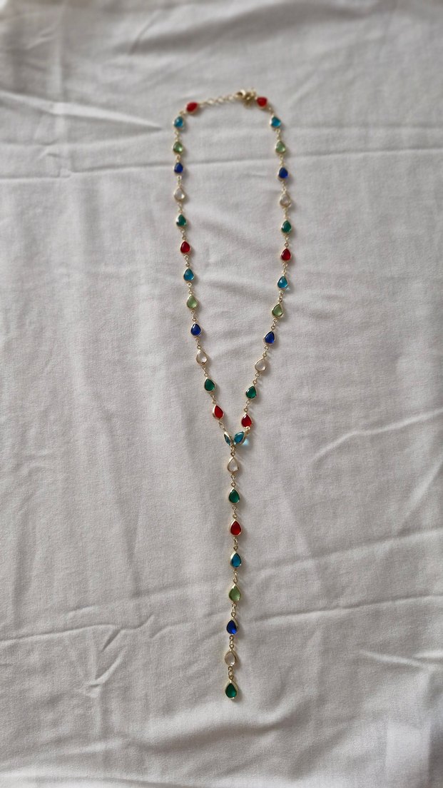 Uzun Renkli Boncuklu Bohem Kolye - Görsel 2