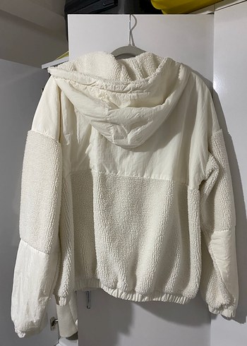 Düğmeli Beyaz Kadın Polar Ceket - Görsel 3